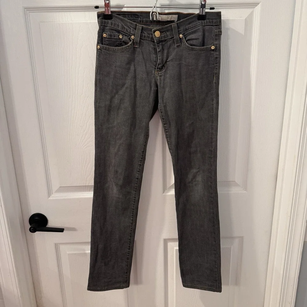 Flying Monkey Gray Wash Jeans Womens Sz 3 Low Rise Denim Whiskers Grunge 28x28.5